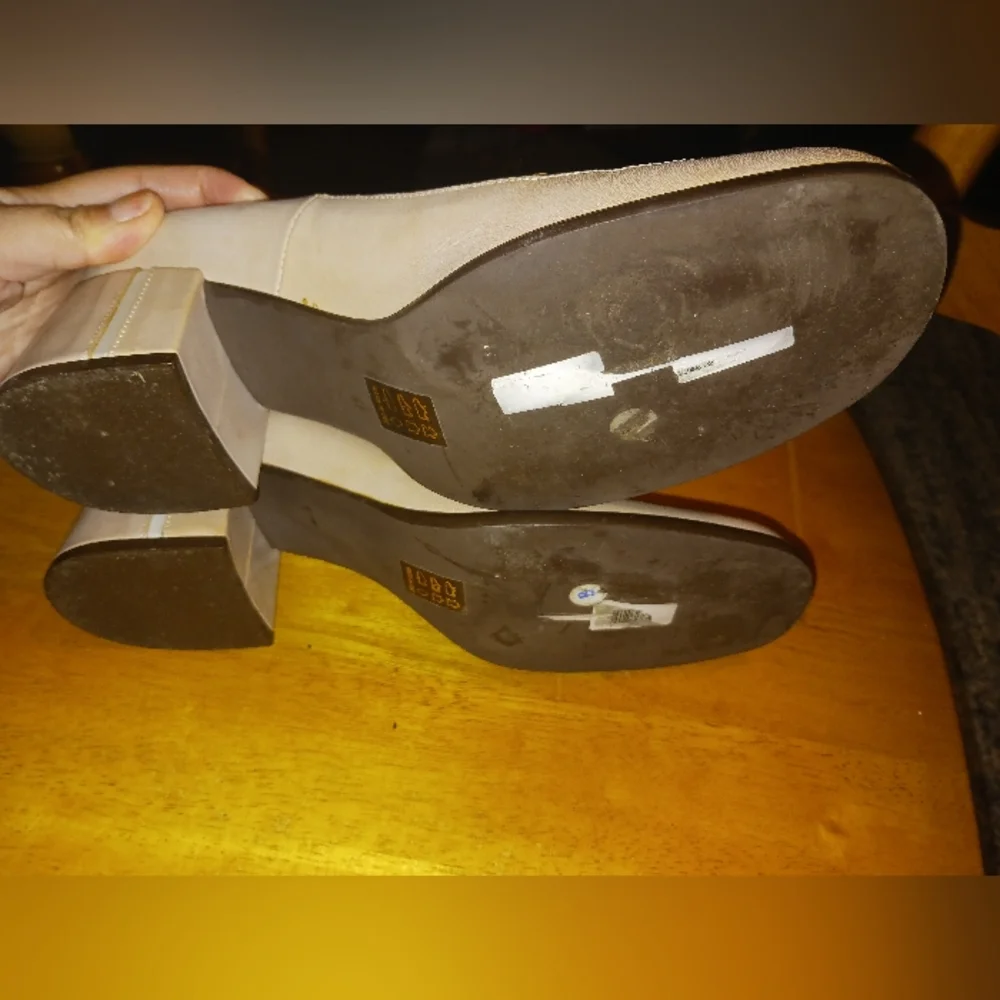 San Marina Paris Blush Leather Block Heel Shoes Size 41 US 10 Twee Vintage